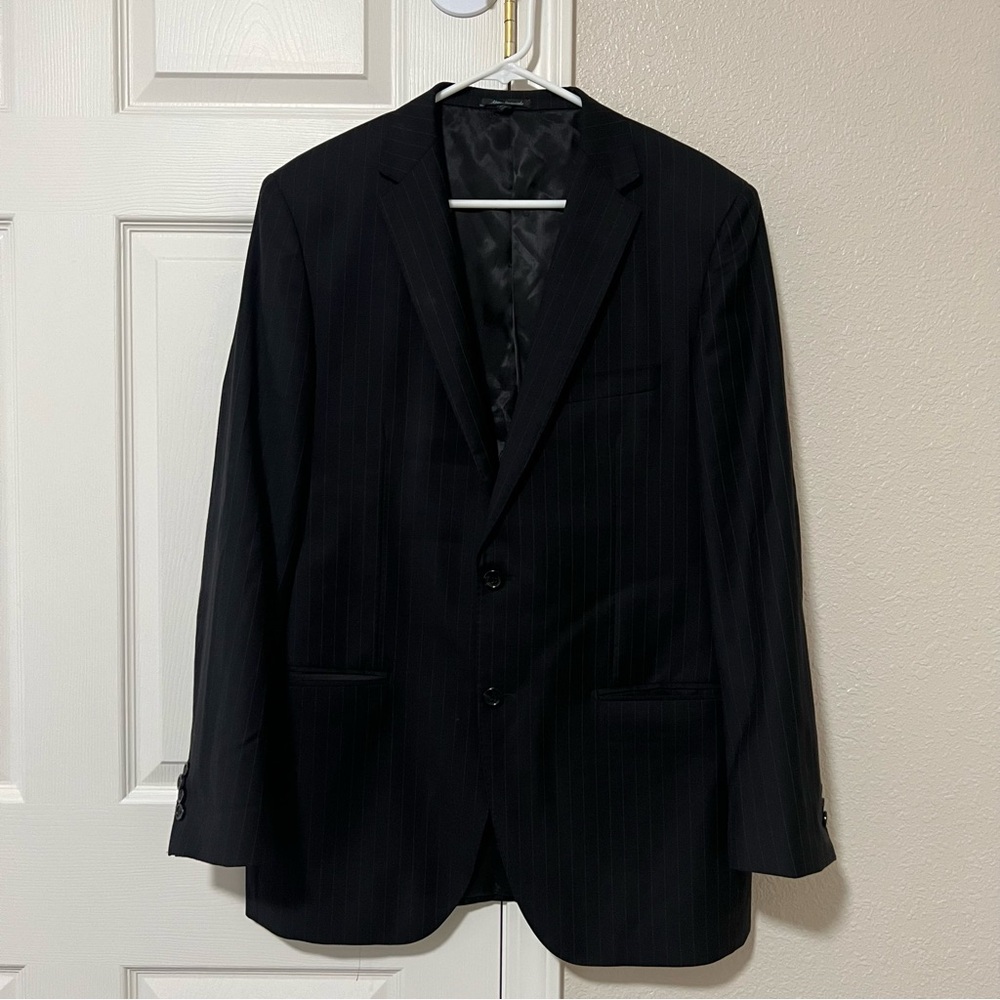 Luciano Bardelli Men’s Australian Wool Black Pin Stripe Blazer